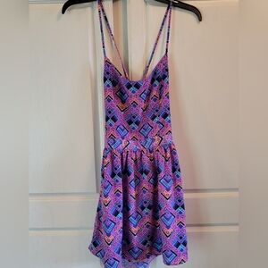 Bethany Mota Colorful Geometric Print Spaghetti Strap Mini Dress